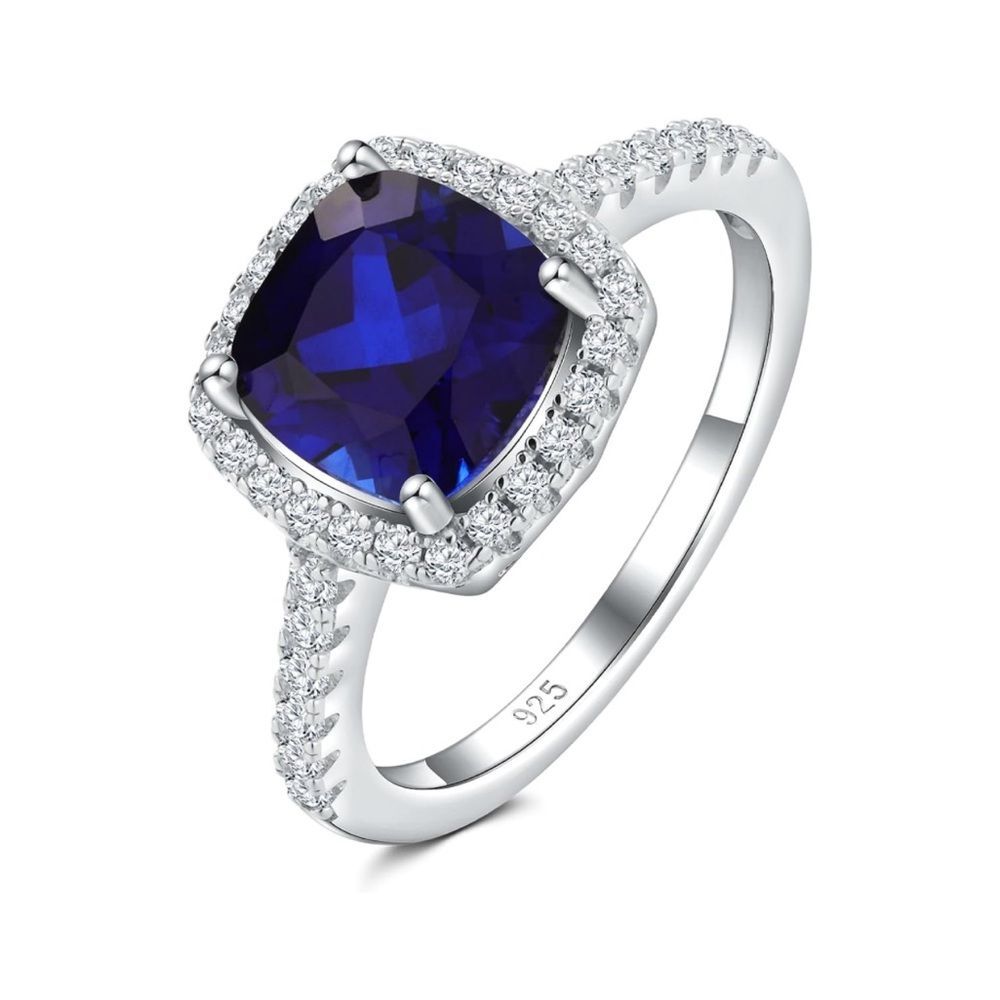 Cushion Sapphire Halo Engagement Ring